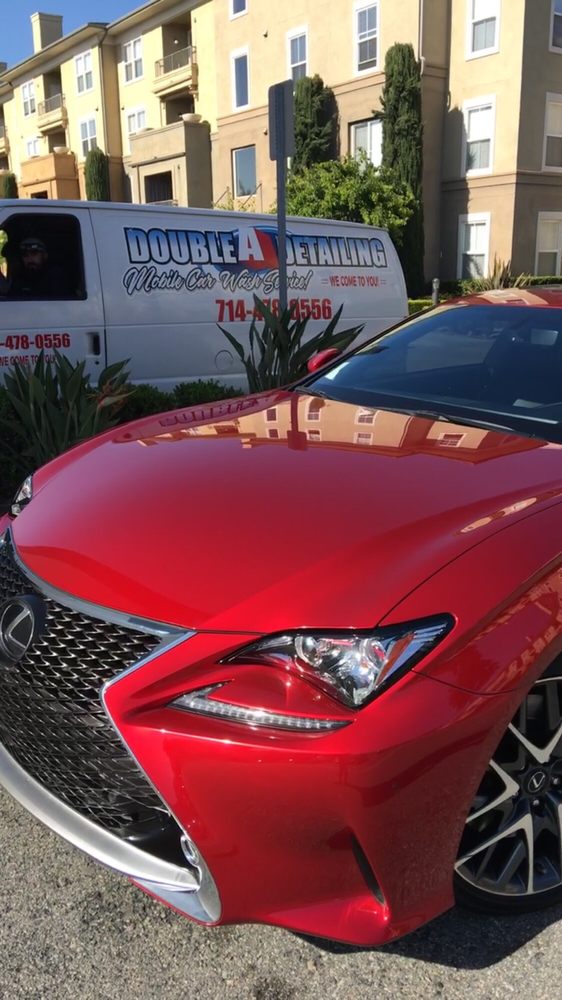 Red Lexus with a polished gloss finish